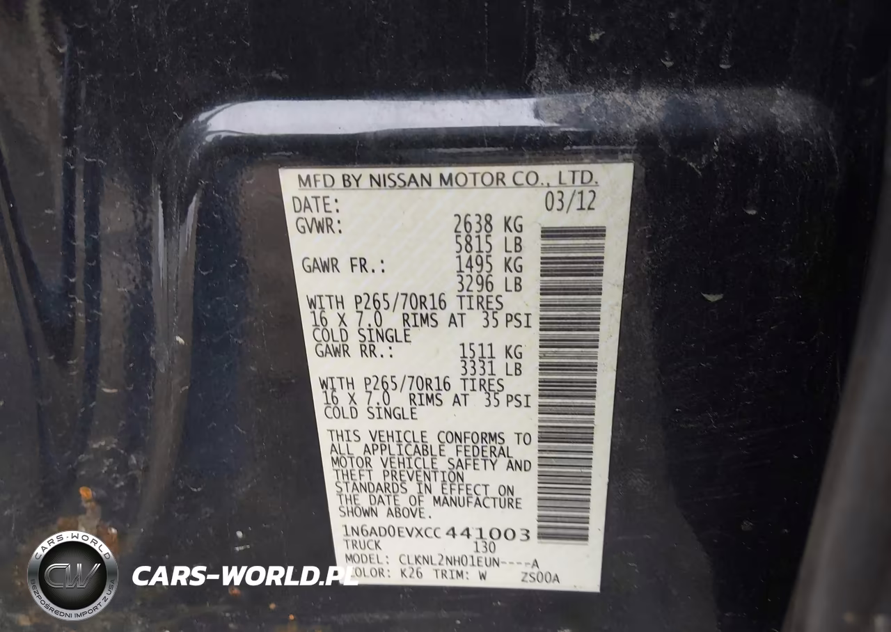 2012 Nissan Frontier Sv VIN:1N6AD0EVXCC441003 - 9
