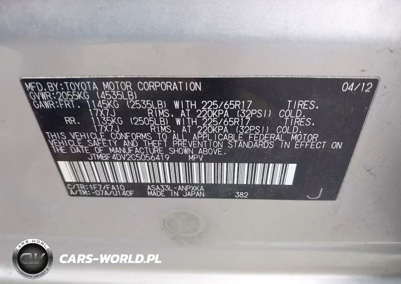 2012 Toyota Rav4 VIN:JTMBF4DV2C5056419 - 9
