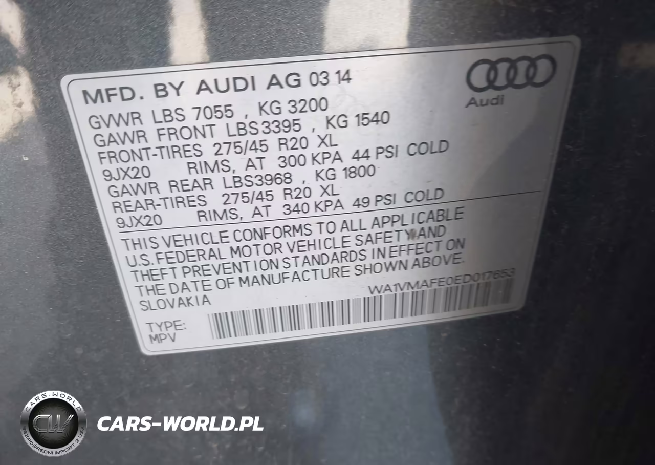 2014 Audi Q7 3.0 Tdi Premium VIN:WA1VMAFE0ED017653 - 9