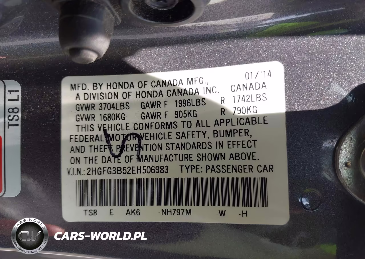 2014 Honda Civic Lx VIN:2HGFG3B52EH506983 - 9
