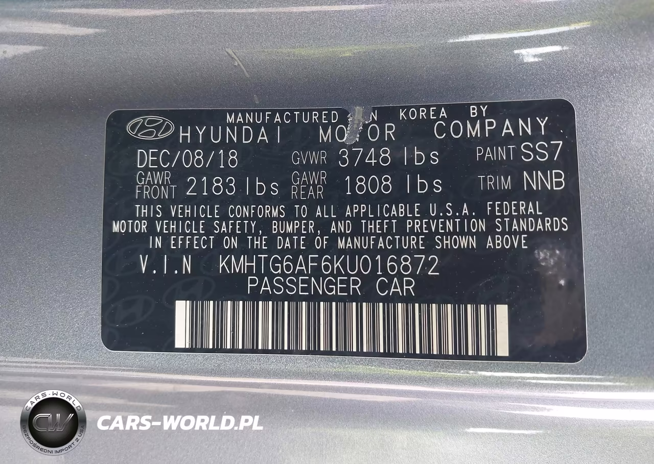 2019 Hyundai Veloster 2.0 VIN:KMHTG6AF6KU016872 - 9