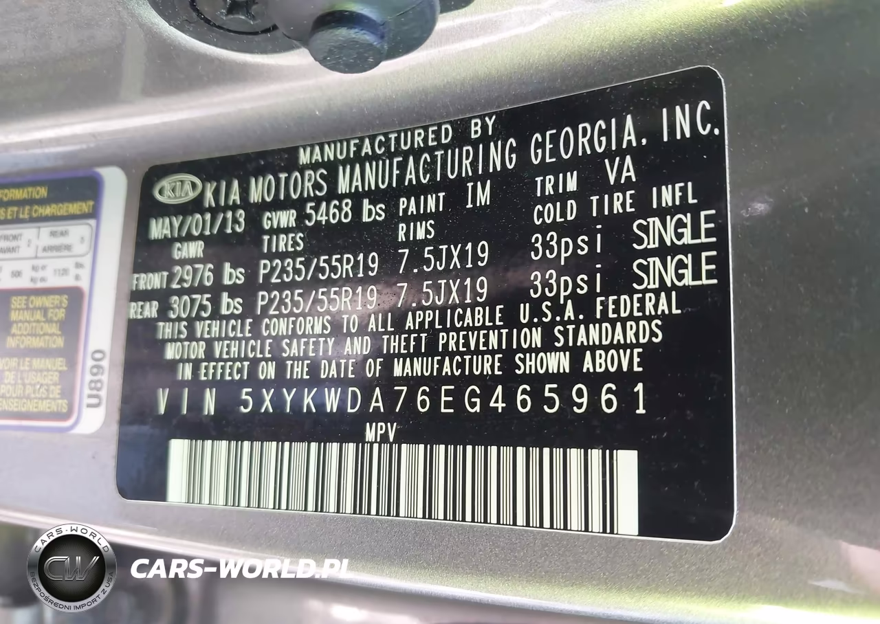 2014 Kia Sorento Sx V6 VIN:5XYKWDA76EG465961 - 9