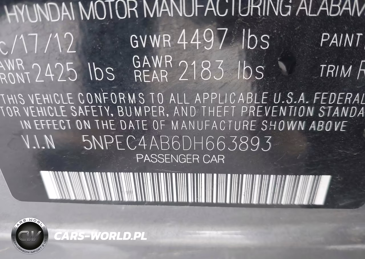 2013 Hyundai Sonata Se 2.0T VIN:5NPEC4AB6DH663893 - 9