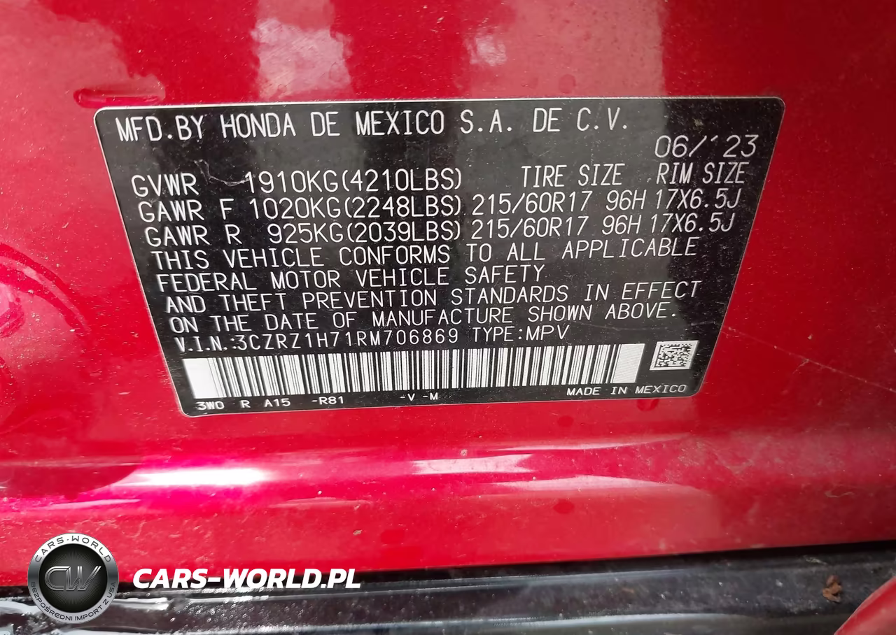 2024 Honda Hr-V 2Wd Ex-L-2Wd Ex-L W-O Bsi VIN:3CZRZ1H71RM706869 - 9