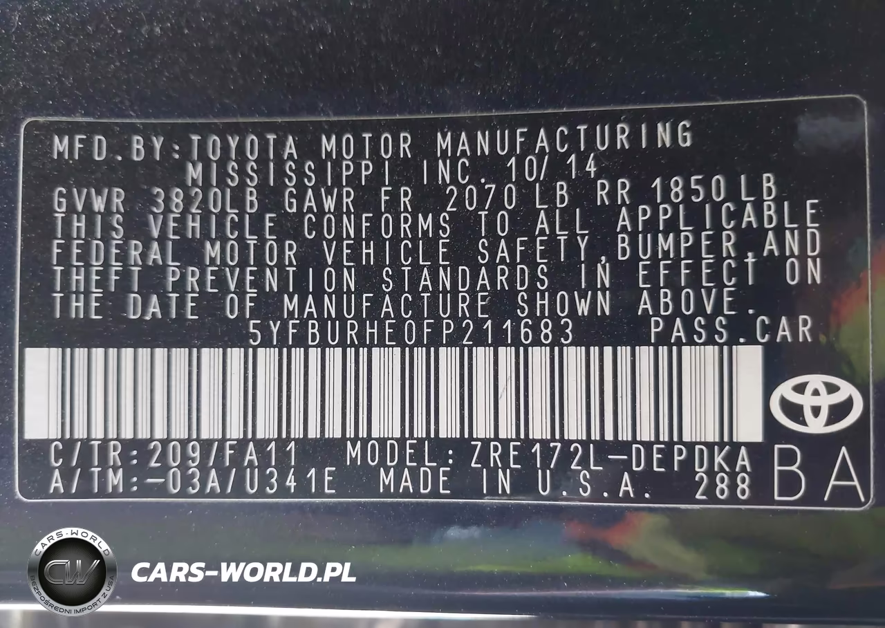 2015 Toyota Corolla L VIN:5YFBURHE0FP211683 - 9
