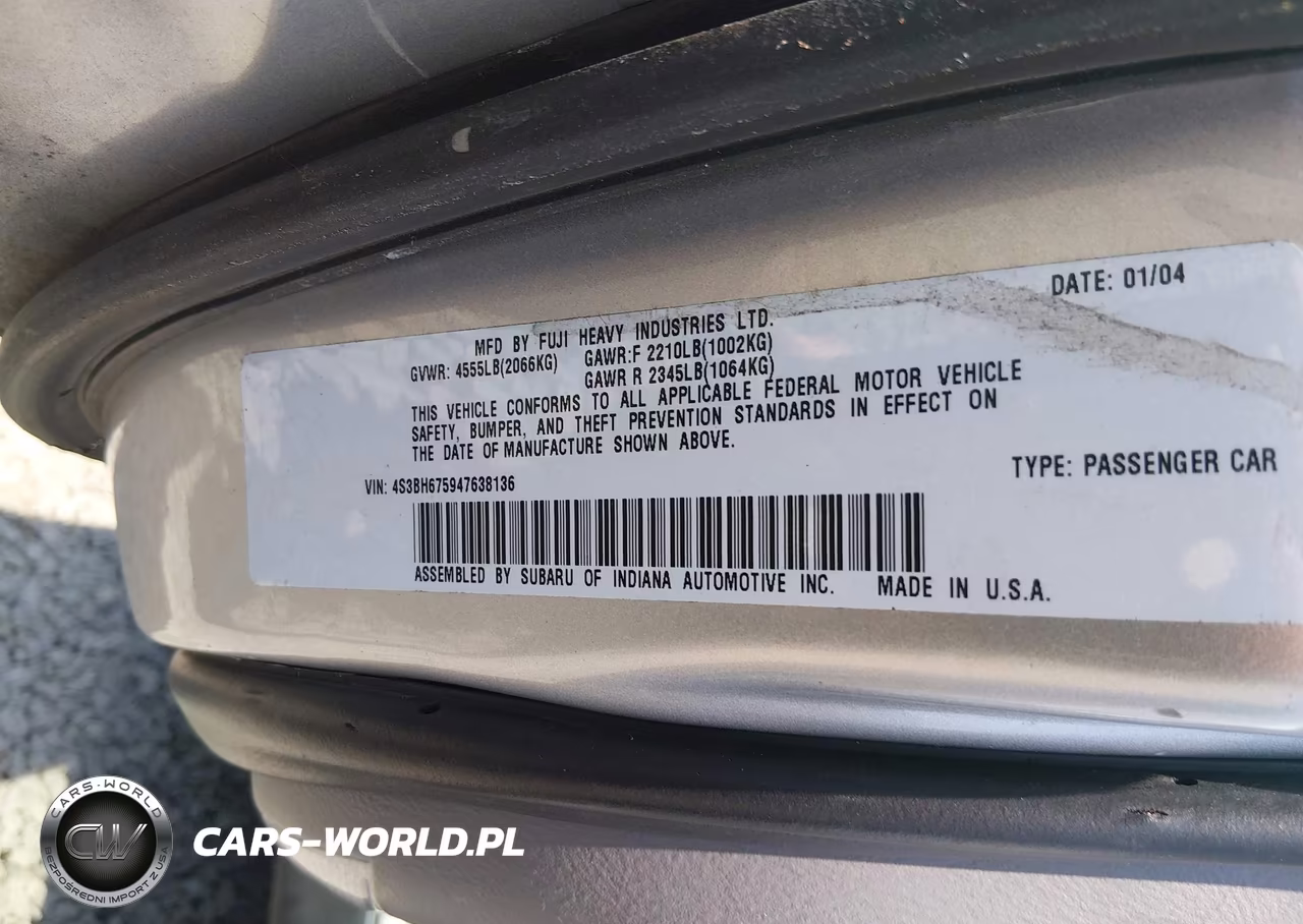 2004 Subaru Outback VIN:4S3BH675947638136 - 9