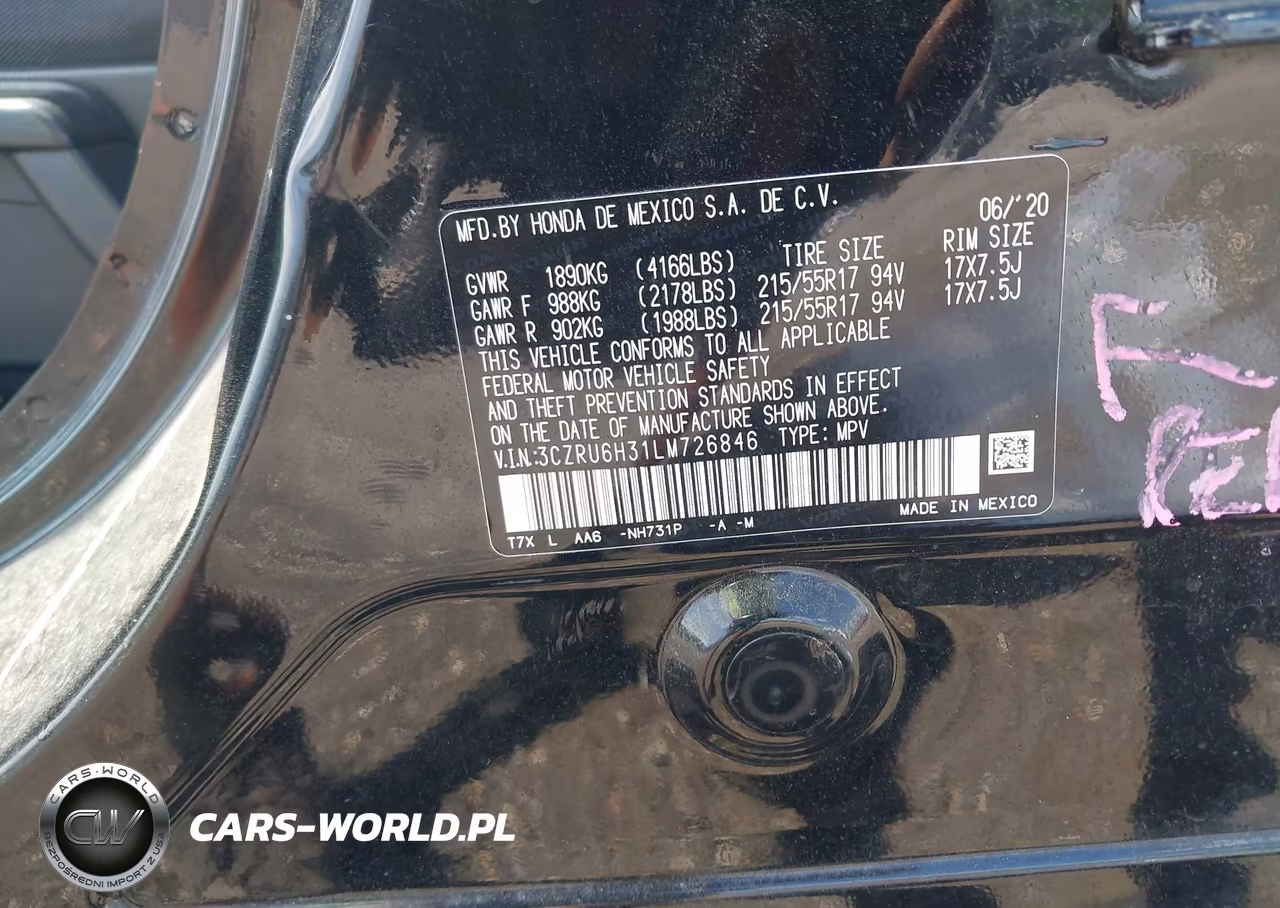 2020 Honda Hr-V Awd Lx VIN:3CZRU6H31LM726846 - 9