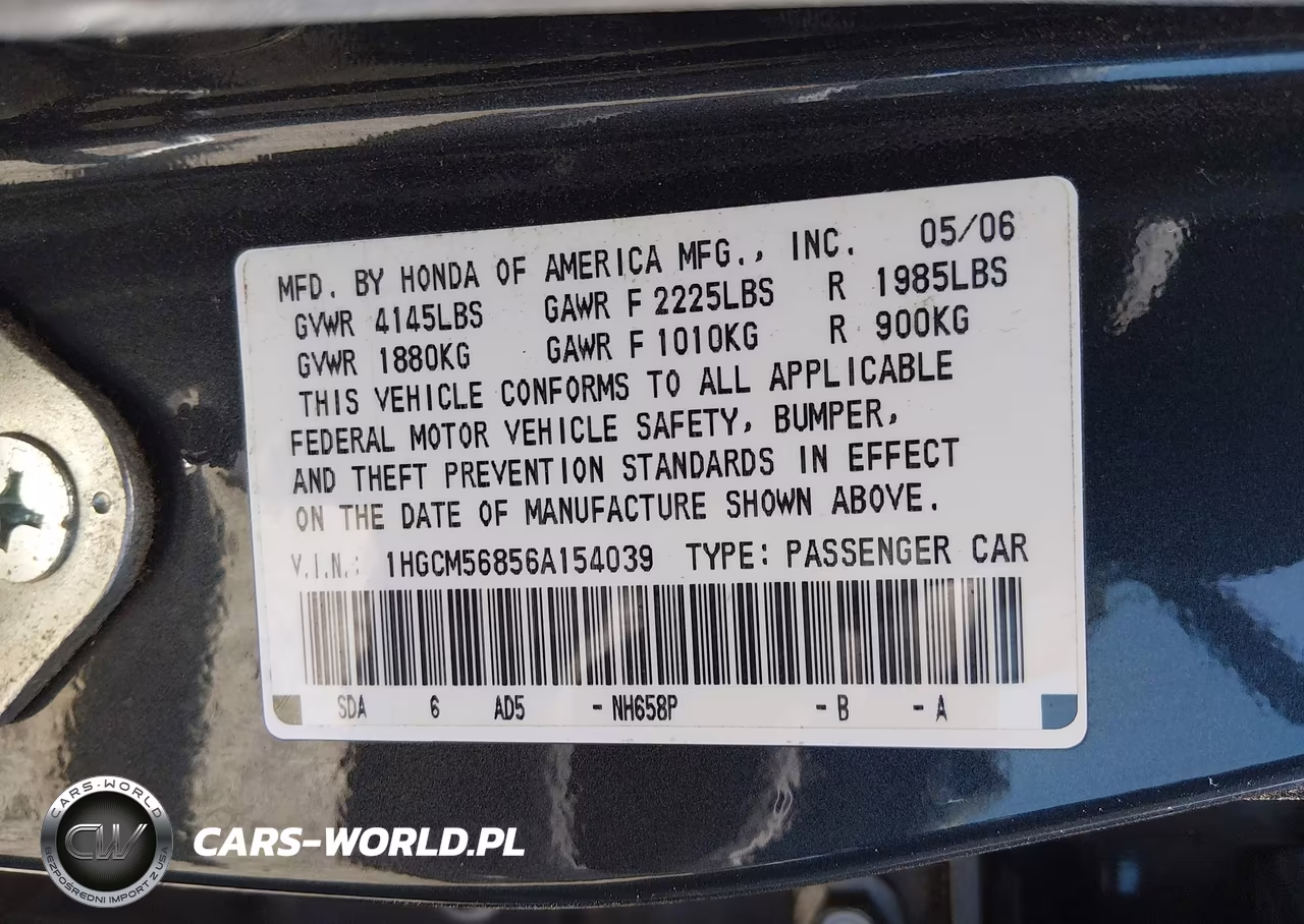 2006 Honda Accord 2.4 Ex VIN:1HGCM56856A154039 - 9