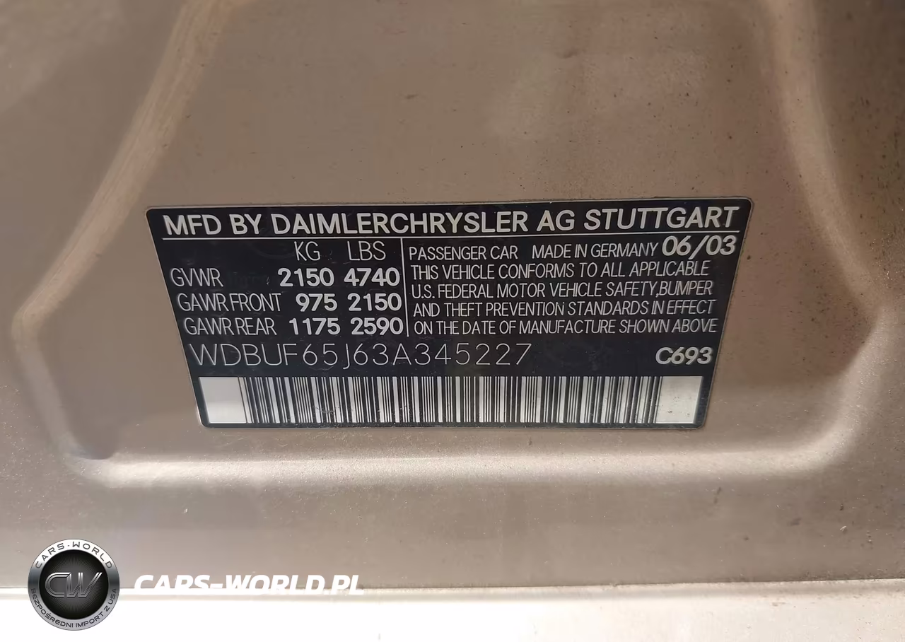 2003 Mercedes-Benz E 320 VIN:WDBUF65J63A345227 - 9