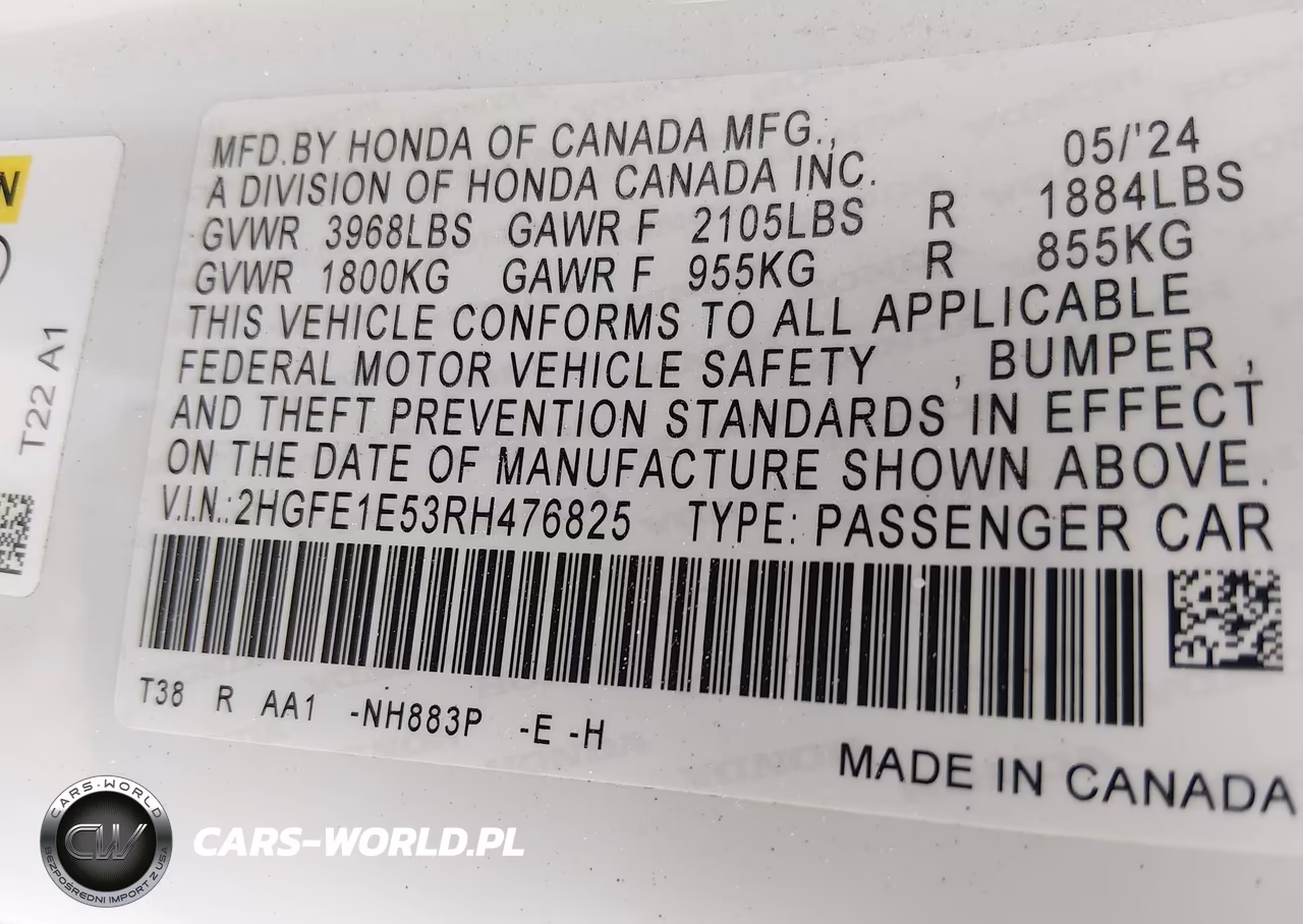 2024 Honda Civic Si Sedan VIN:2HGFE1E53RH476825 - 9