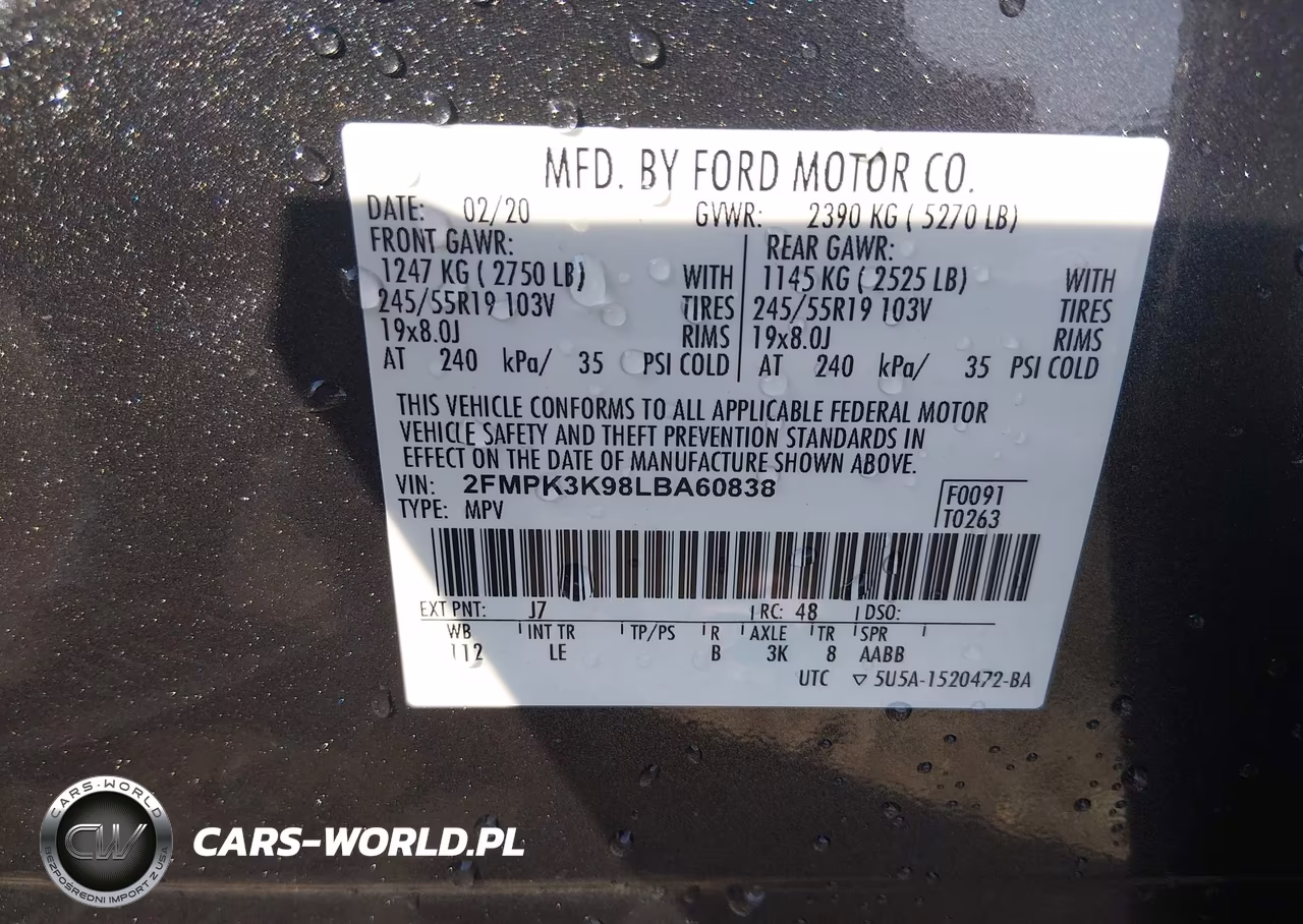 2020 Ford Edge Titanium VIN:2FMPK3K98LBA60838 - 9