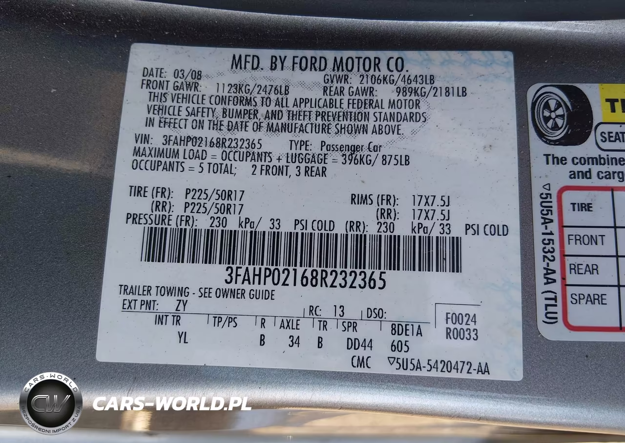 2008 Ford Fusion Sel VIN:3FAHP02168R232365 - 9