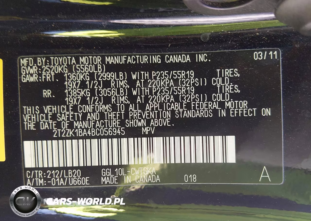 2011 Lexus Rx 350 VIN:2T2ZK1BA4BC056945 - 9