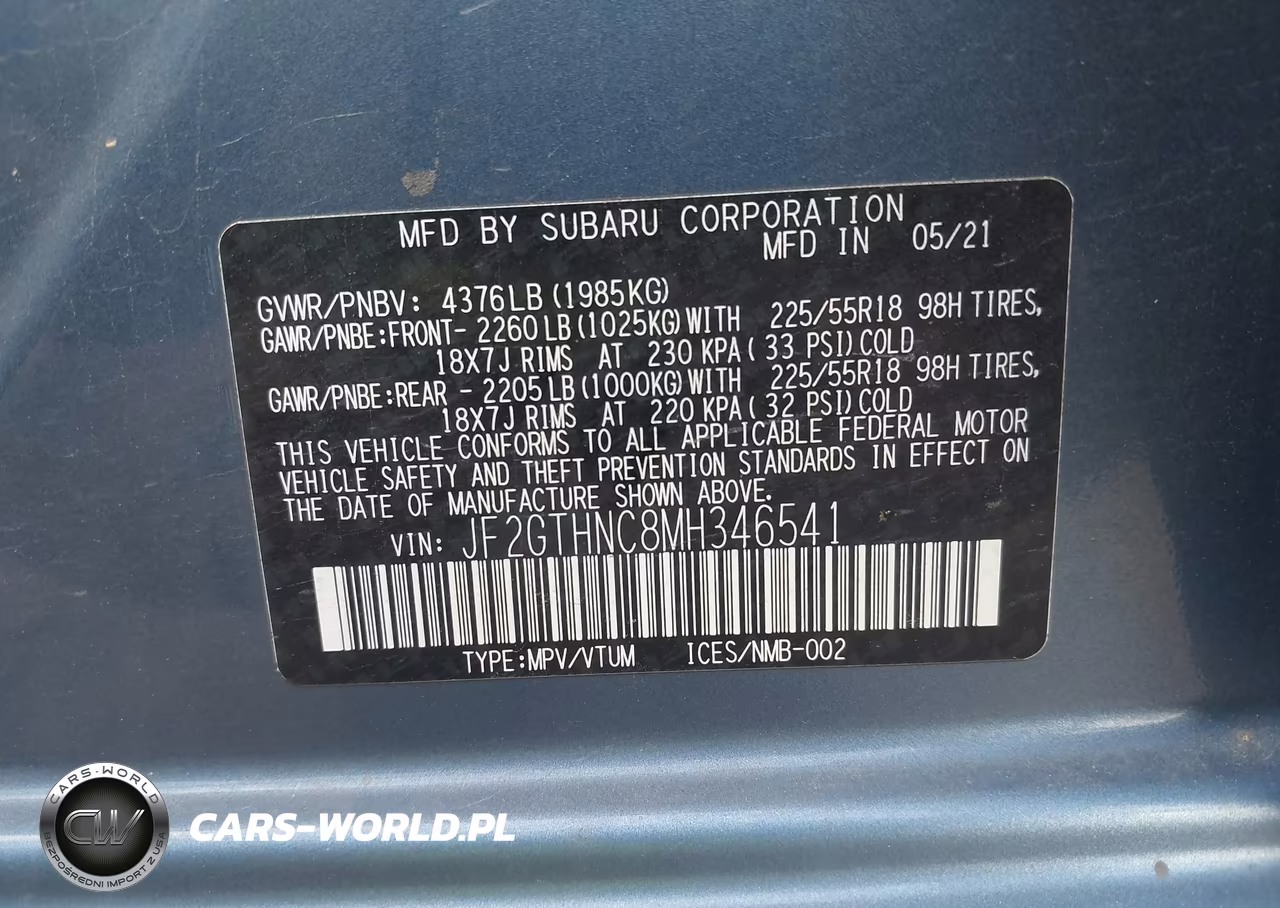 2021 Subaru Crosstrek Limited VIN:JF2GTHNC8MH346541 - 9