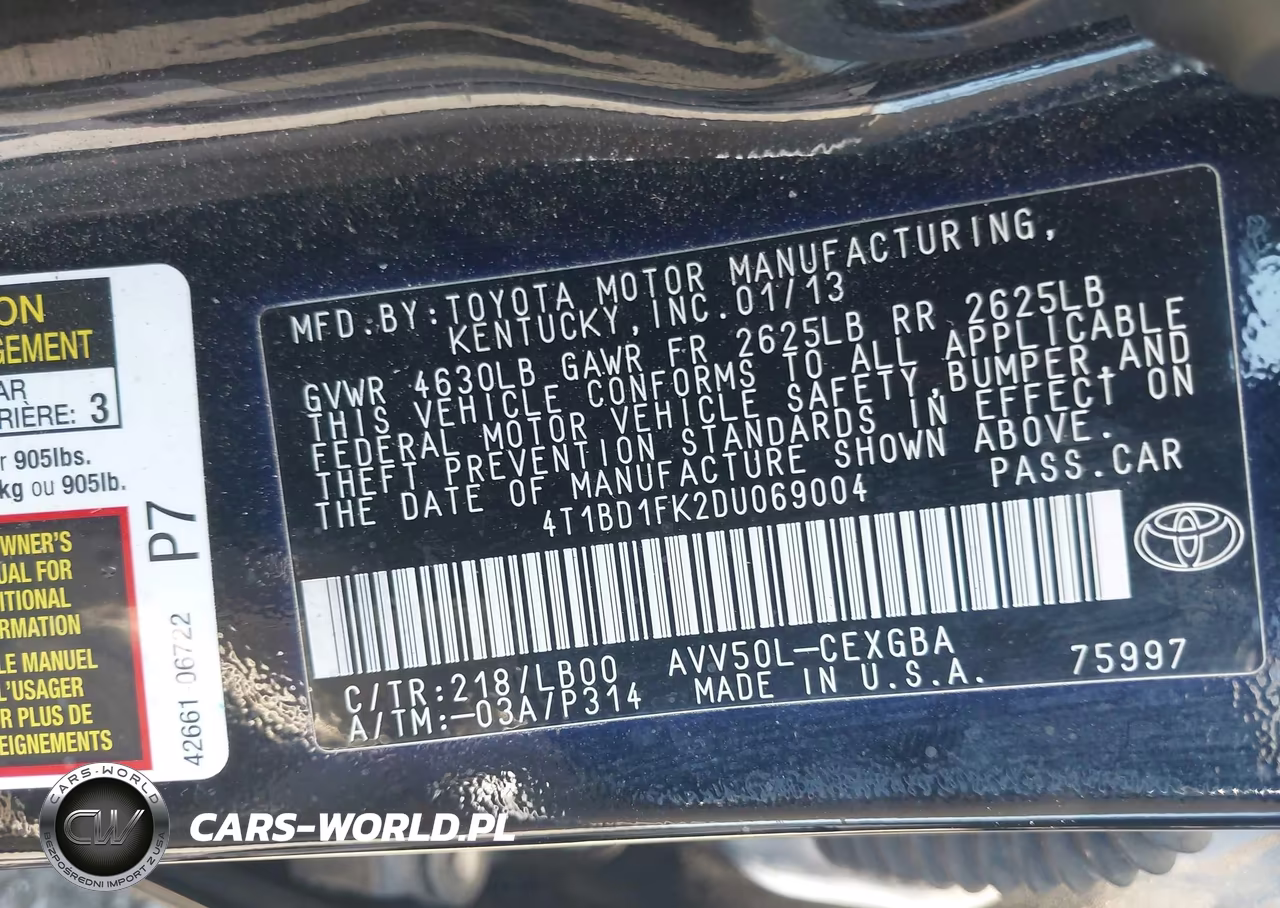 2013 Toyota Camry Hybrid Xle VIN:4T1BD1FK2DU069004 - 9