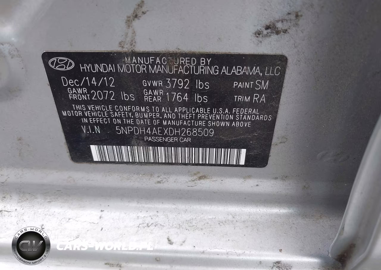 2013 Hyundai Elantra Gls VIN:5NPDH4AEXDH268509 - 9