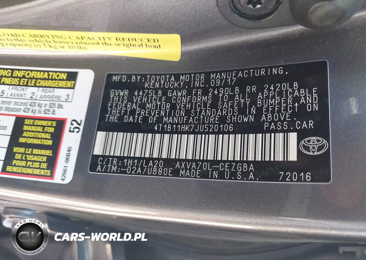 2018 Toyota Camry Xle VIN:4T1B11HK7JU520106 - 9