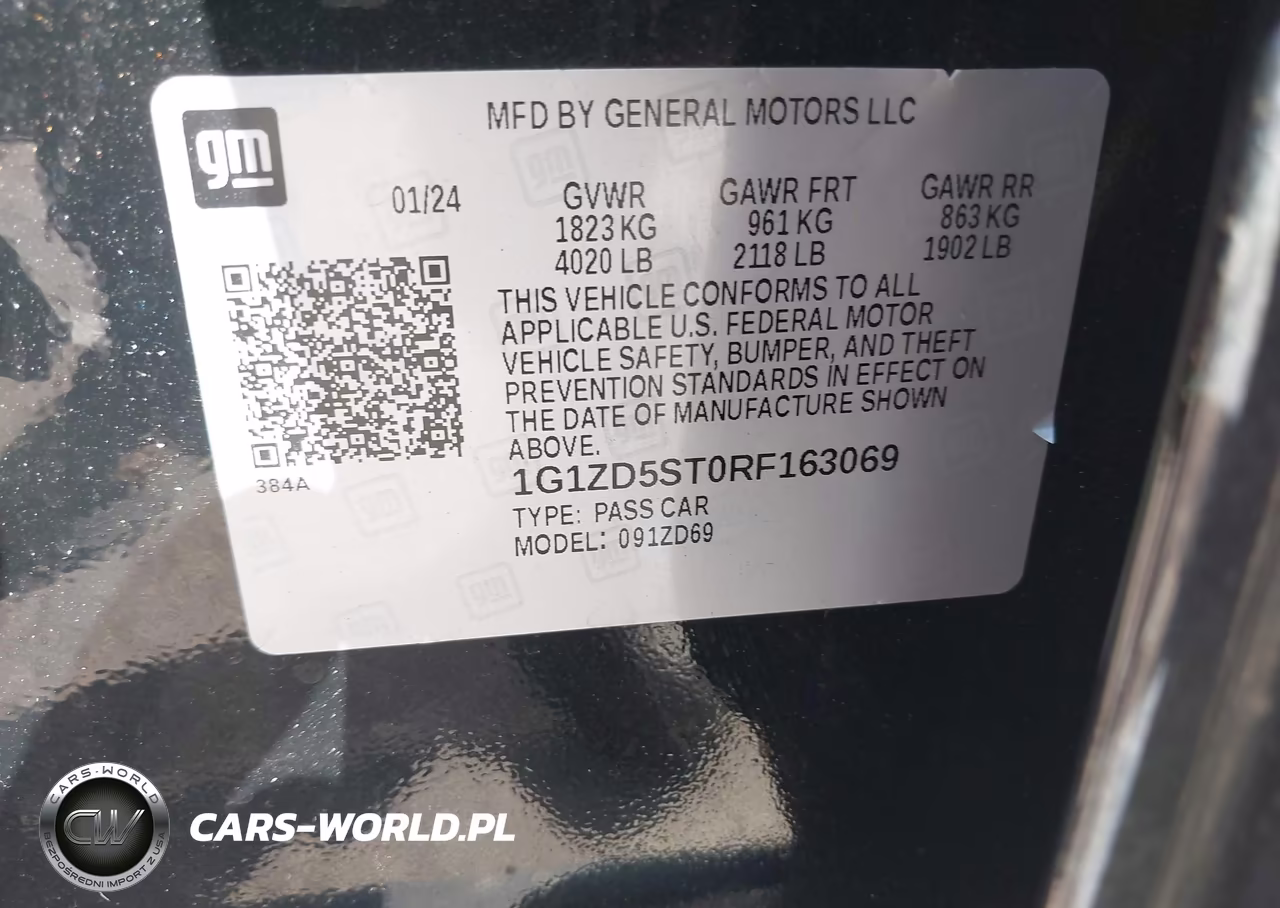 2024 Chevrolet Malibu Fwd 1Lt VIN:1G1ZD5ST0RF163069 - 9