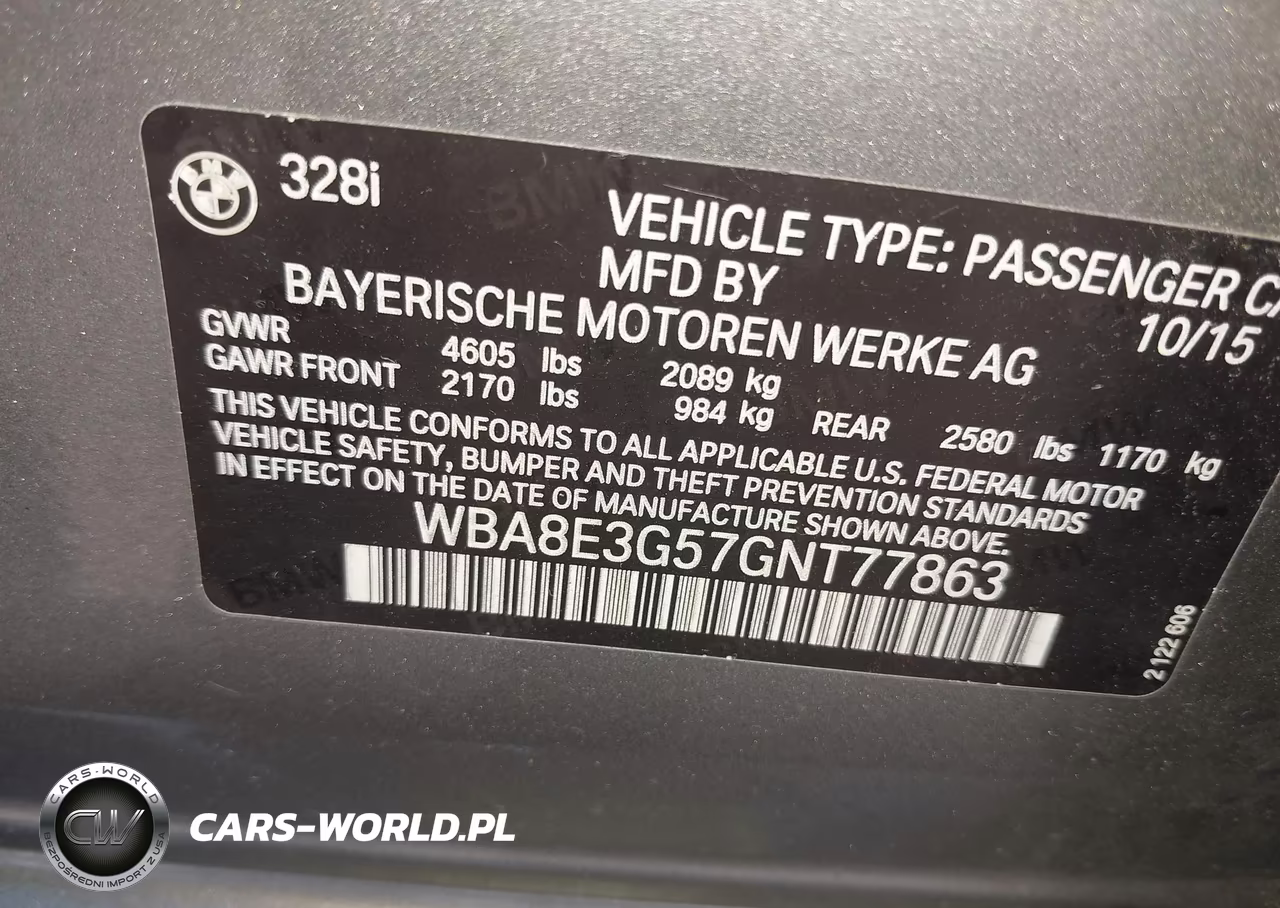 2016 BMW 328I xDrive VIN:WBA8E3G57GNT77863 - 9