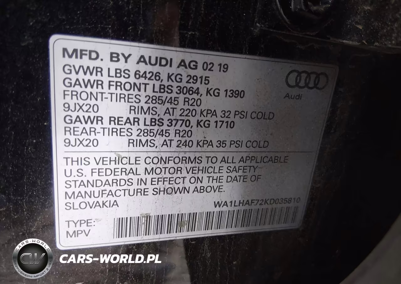 2019 Audi Q7 45 Premium VIN:WA1LHAF72KD035810 - 9