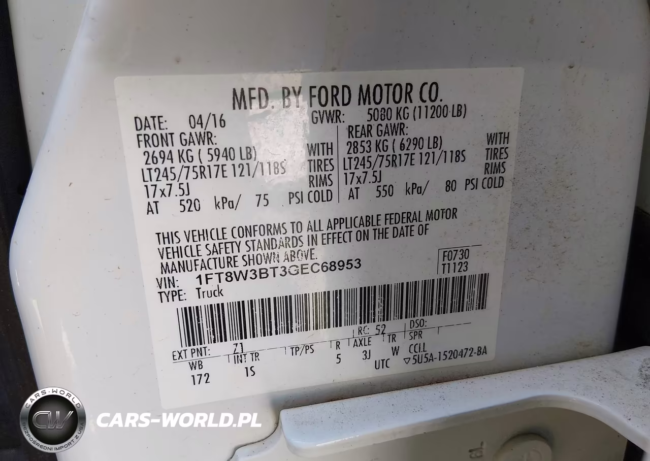 2016 Ford F-350 Xl VIN:1FT8W3BT3GEC68953 - 8