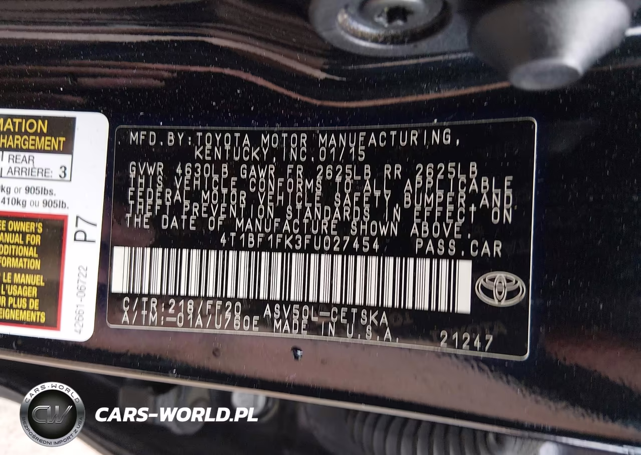 2015 Toyota Camry Se VIN:4T1BF1FK3FU027454 - 9