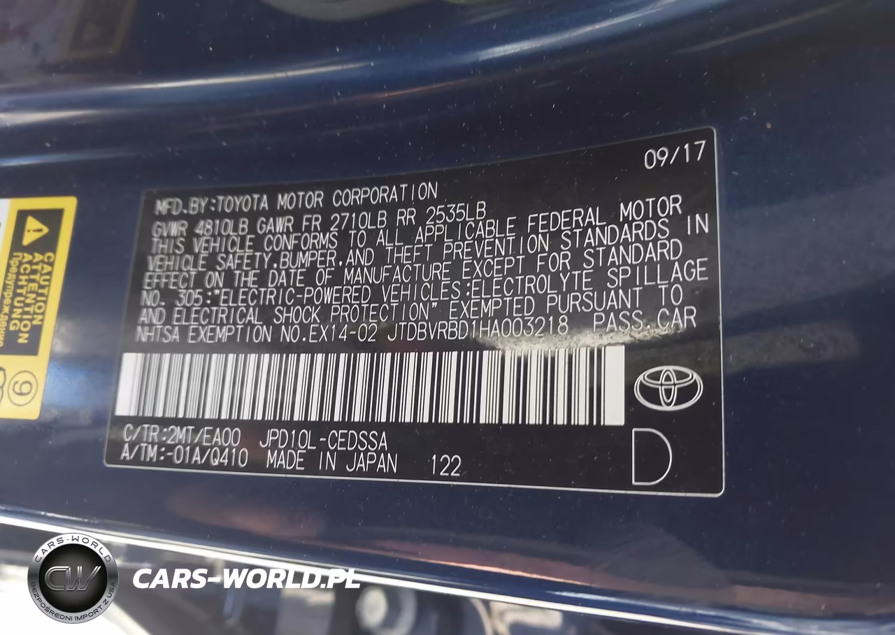 2017 TOYOTA MIRAI VIN:JTDBVRBD1HA003218 - 9
