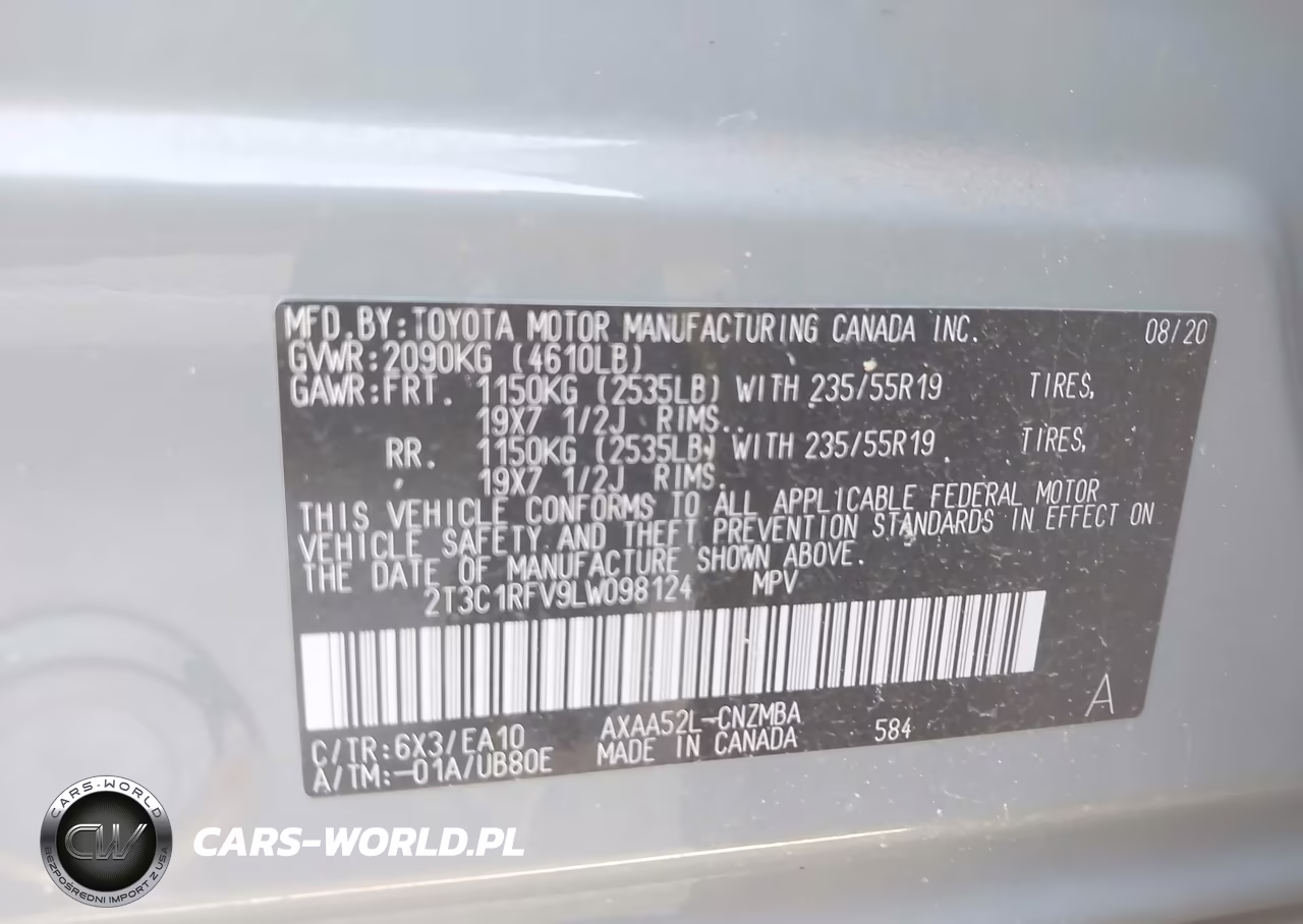 2020 Toyota Rav4 Xle Premium VIN:2T3C1RFV9LW098124 - 9