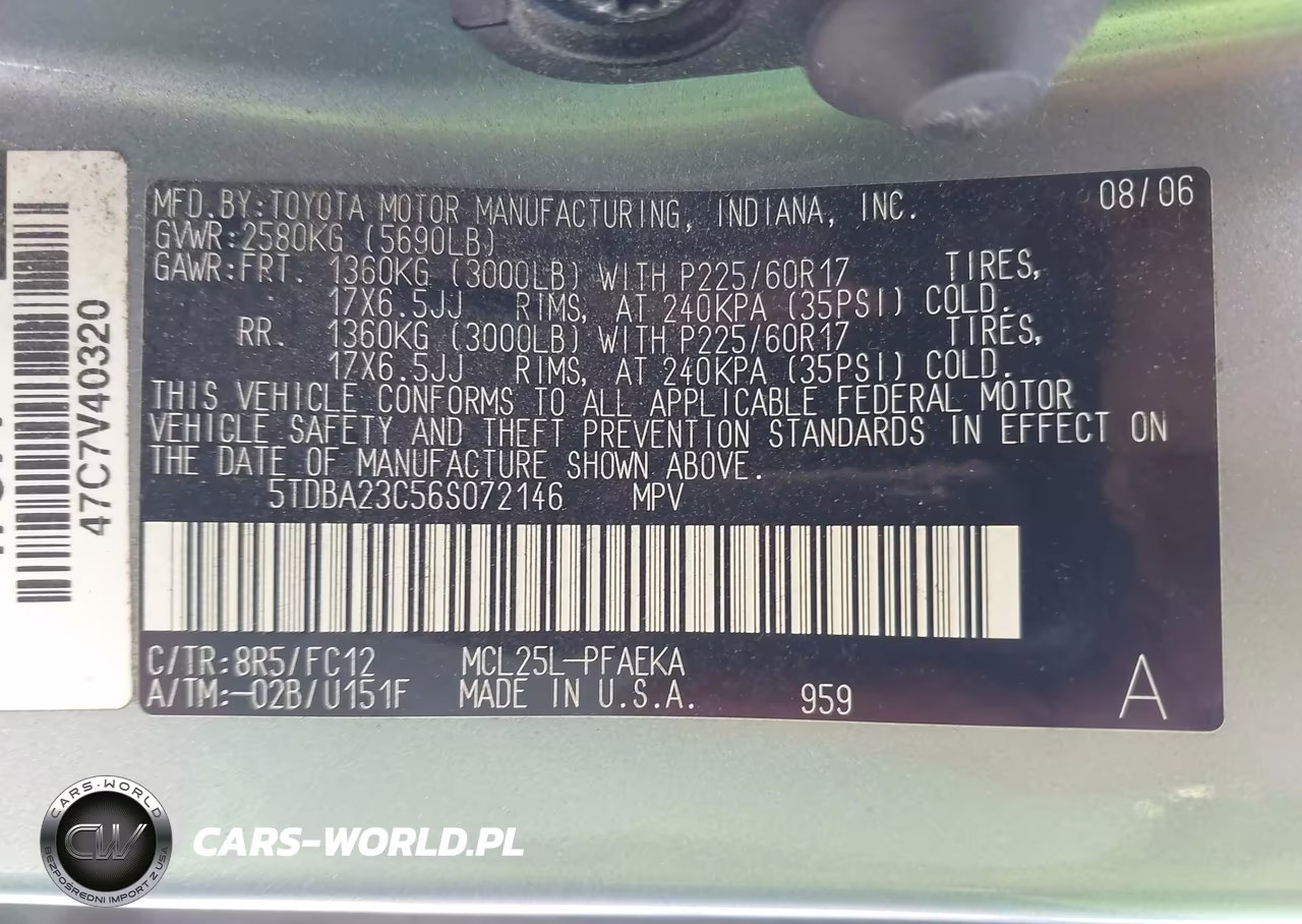 2006 Toyota Sienna Le VIN:5TDBA23C56S072146 - 9