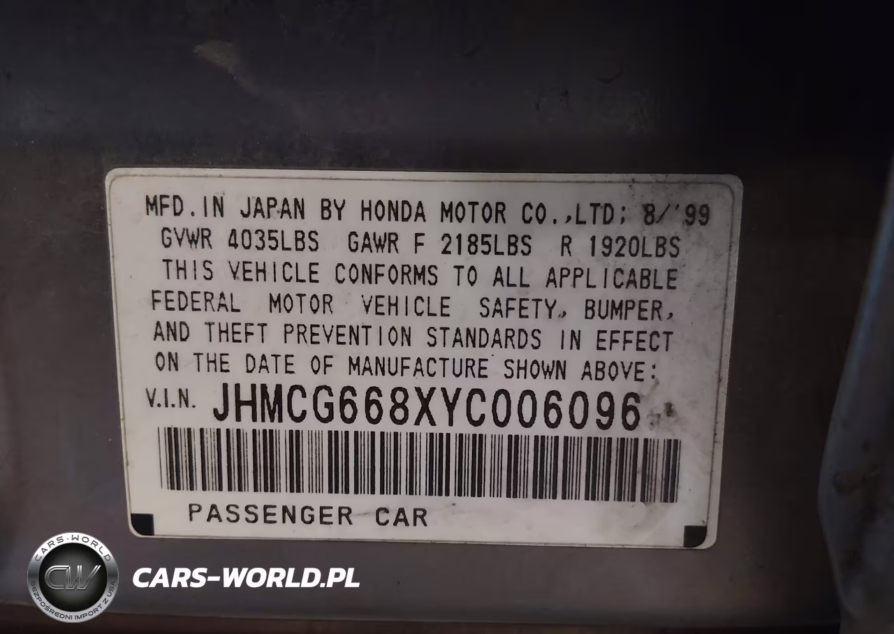 2000 Honda Accord 2.3 Ex VIN:JHMCG668XYC006096 - 9