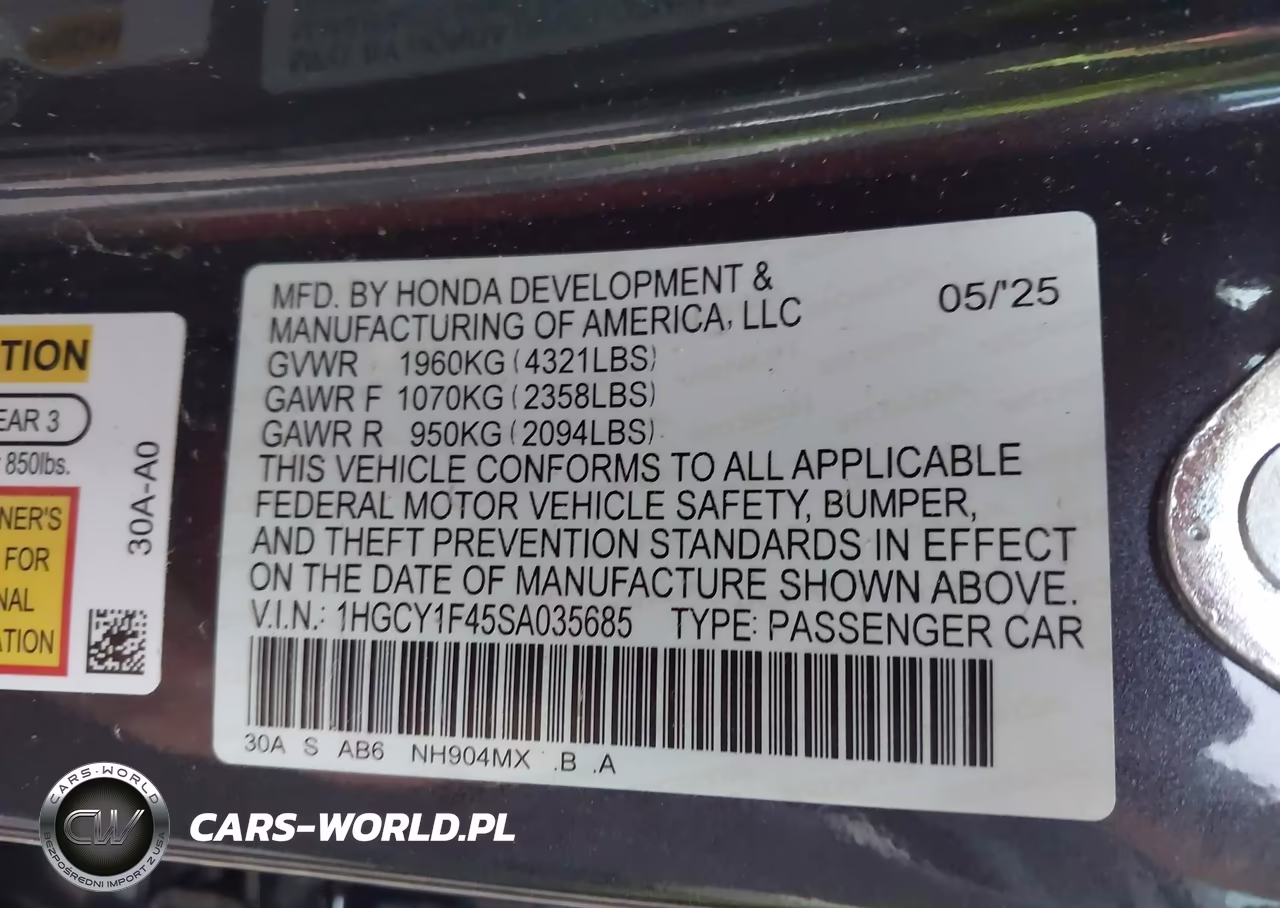 2025 Honda Accord Se VIN:1HGCY1F45SA035685 - 9