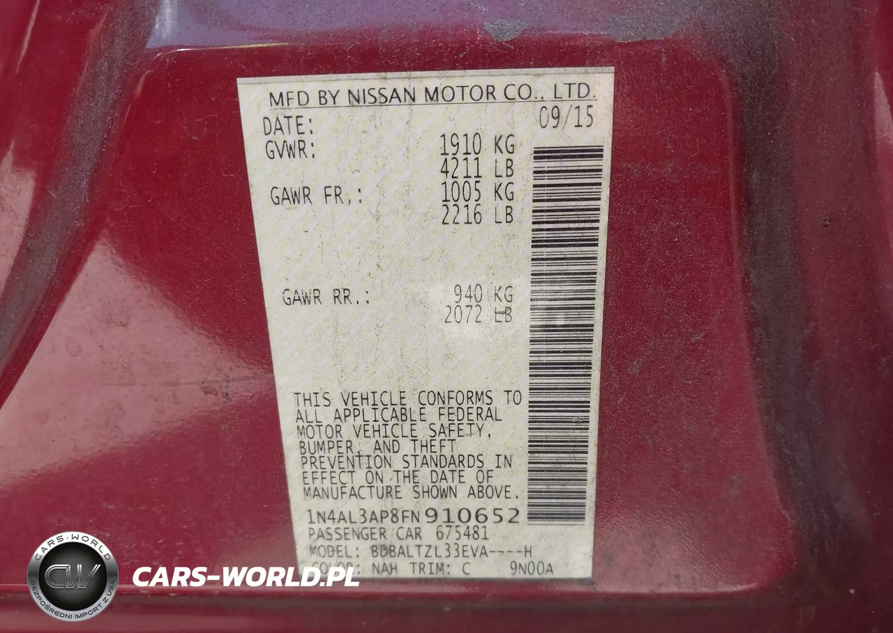 2015 Nissan Altima 2.5 Sl VIN:1N4AL3AP8FN910652 - 9