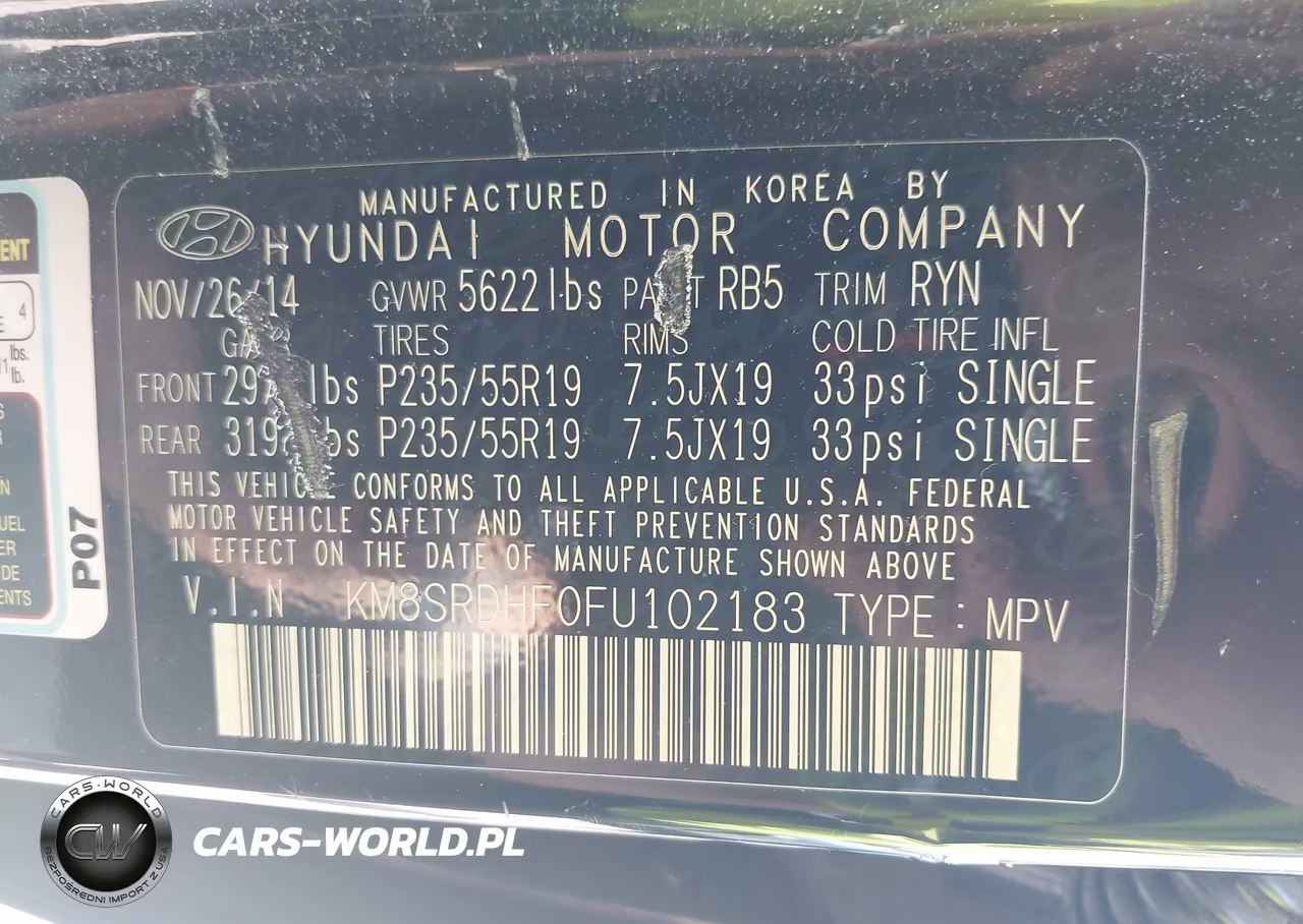 2015 Hyundai Santa Fe Limited VIN:KM8SRDHF0FU102183 - 9