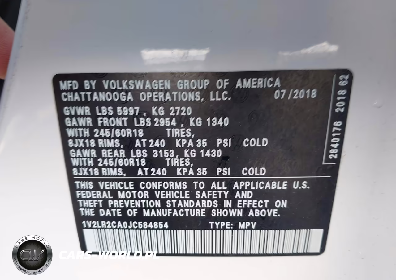 2018 Volkswagen Atlas 3.6L V6 Se-3.6L V6 Se W-Technology VIN:1V2LR2CA0JC584854 - 9