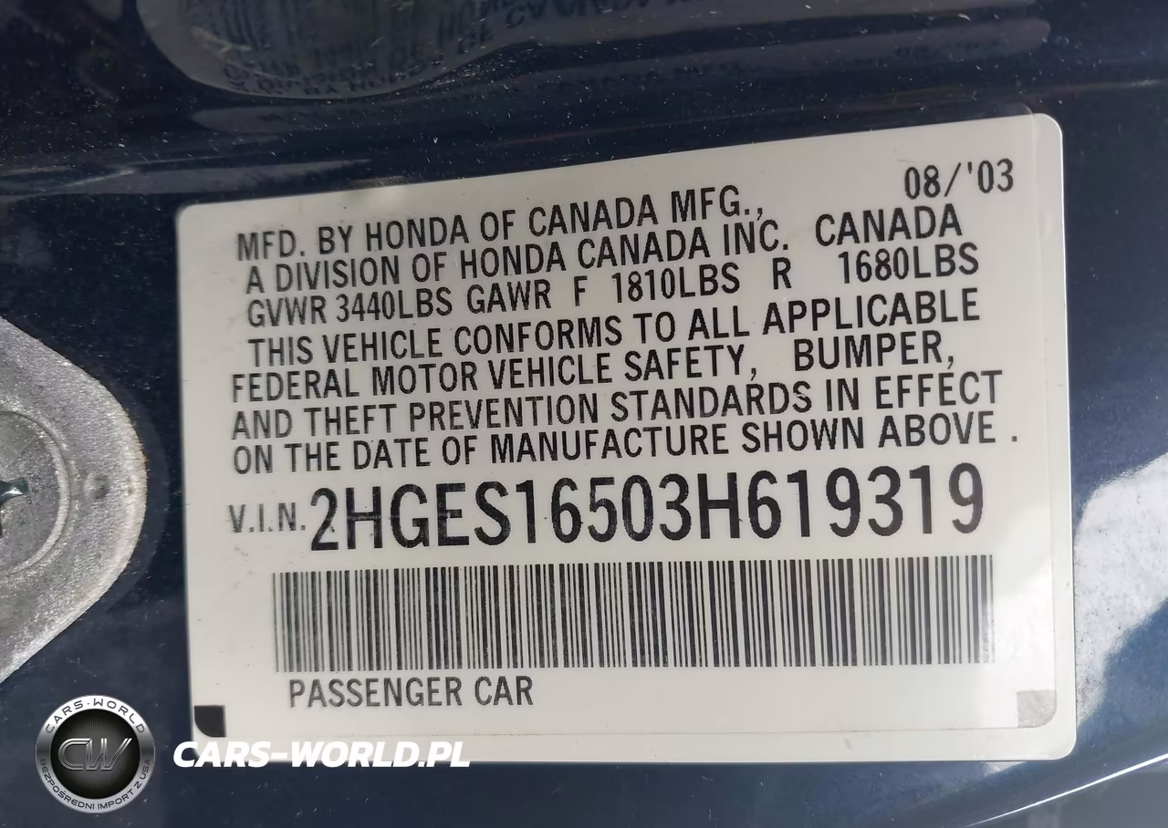 2003 Honda Civic Lx VIN:2HGES16503H619319 - 9
