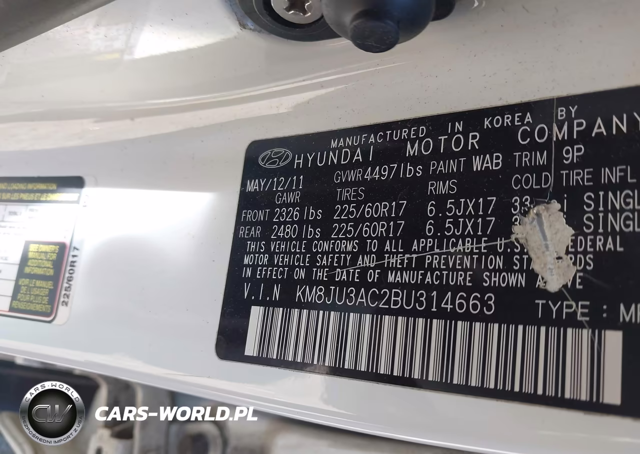 2011 Hyundai Tucson Gls VIN:KM8JU3AC2BU314663 - 9