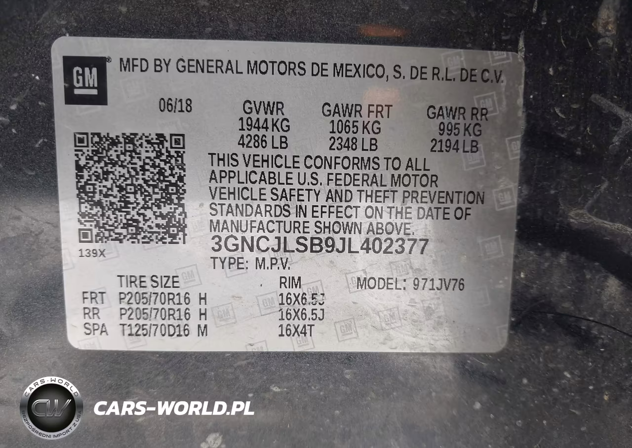 2018 Chevrolet Trax Lt VIN:3GNCJLSB9JL402377 - 9