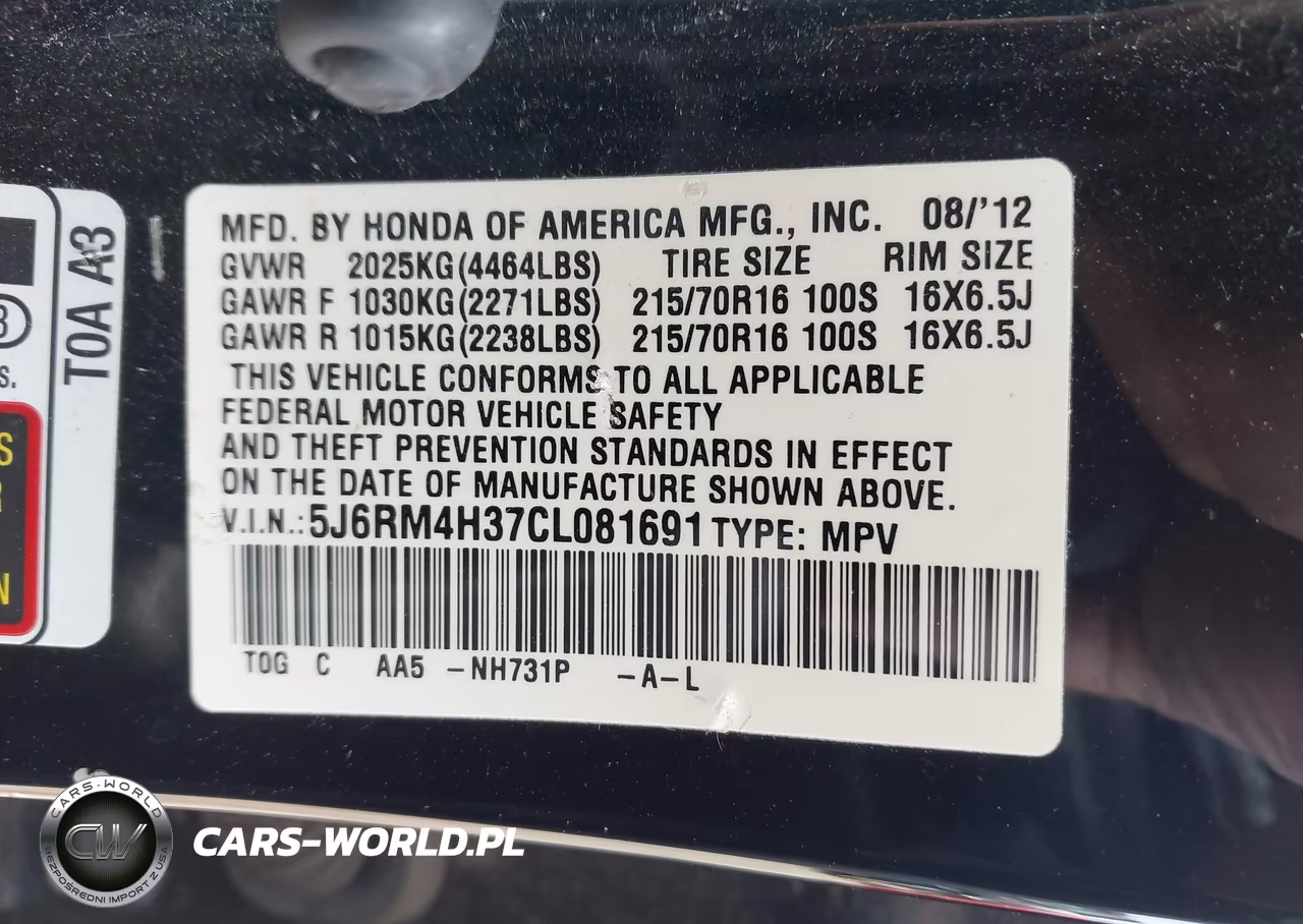 2012 Honda Cr-V Lx VIN:5J6RM4H37CL081691 - 9