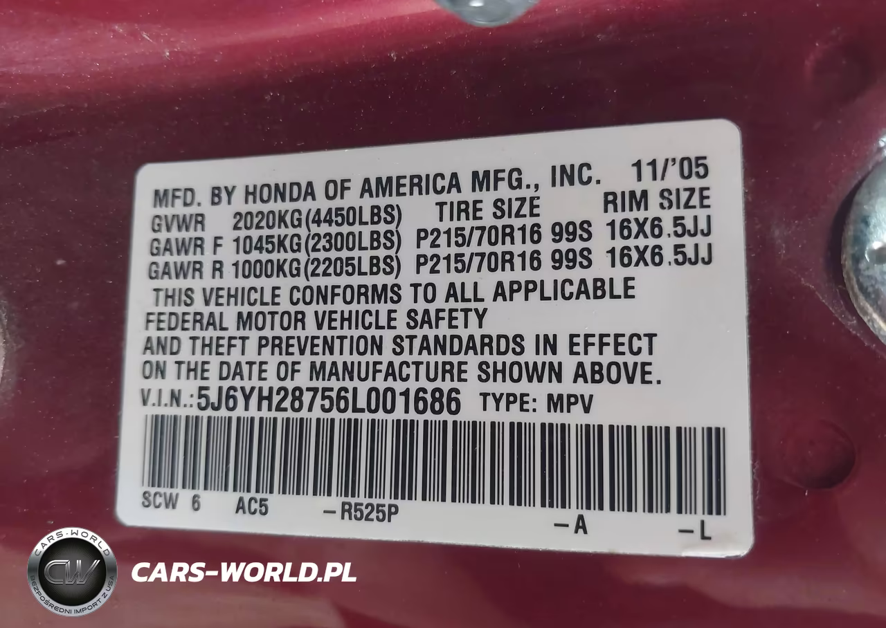 2006 Honda Element Ex-P VIN:5J6YH28756L001686 - 9