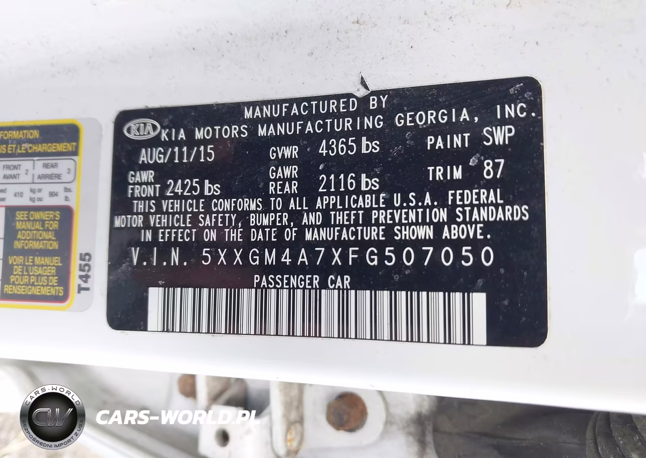2015 Kia Optima Lx VIN:5XXGM4A7XFG507050 - 9