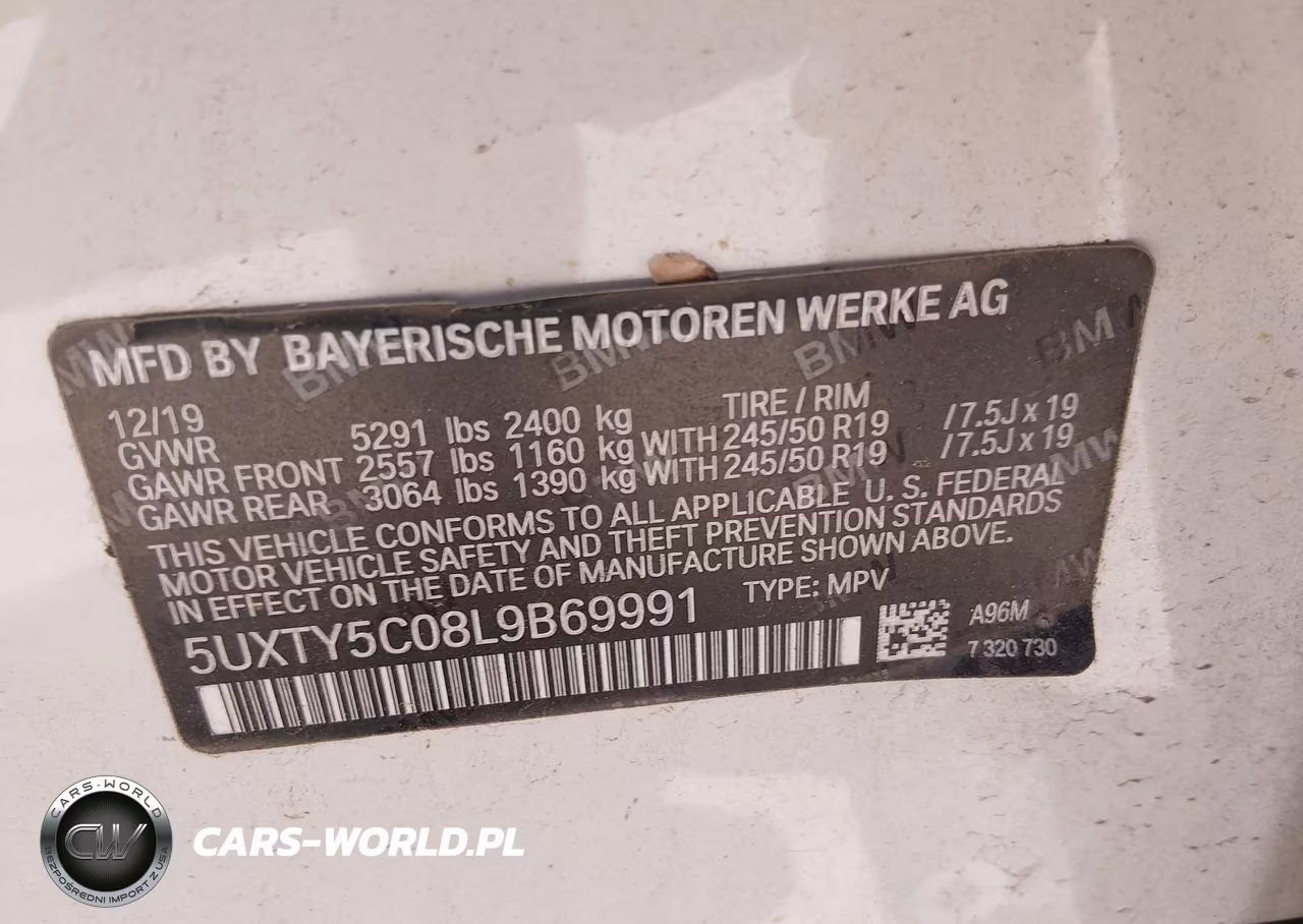 2020 BMW X3 xDrive30I VIN:5UXTY5C08L9B69991 - 9