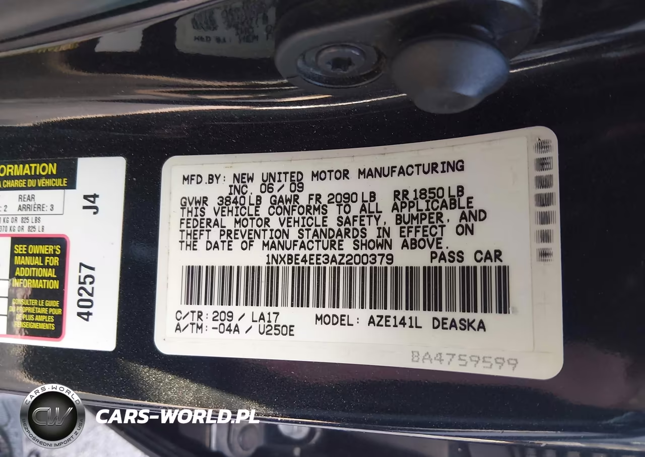 2010 Toyota Corolla Xrs VIN:1NXBE4EE3AZ200379 - 9