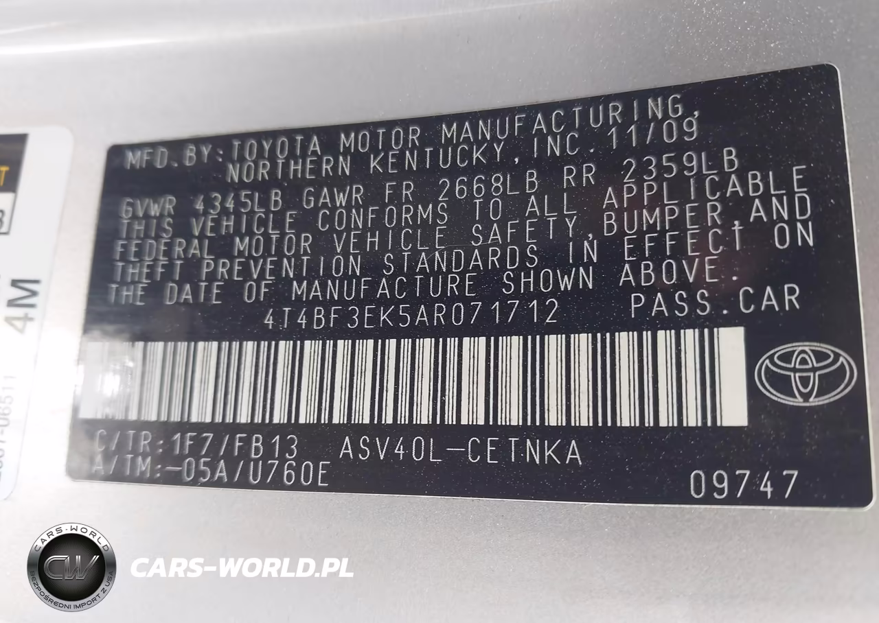 2010 Toyota Camry Le VIN:4T4BF3EK5AR071712 - 9