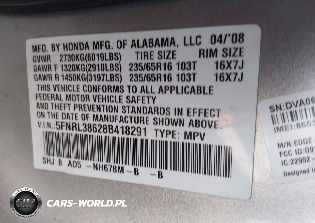 2008 Honda Odyssey Ex-L VIN:5FNRL38628B418291 - 9