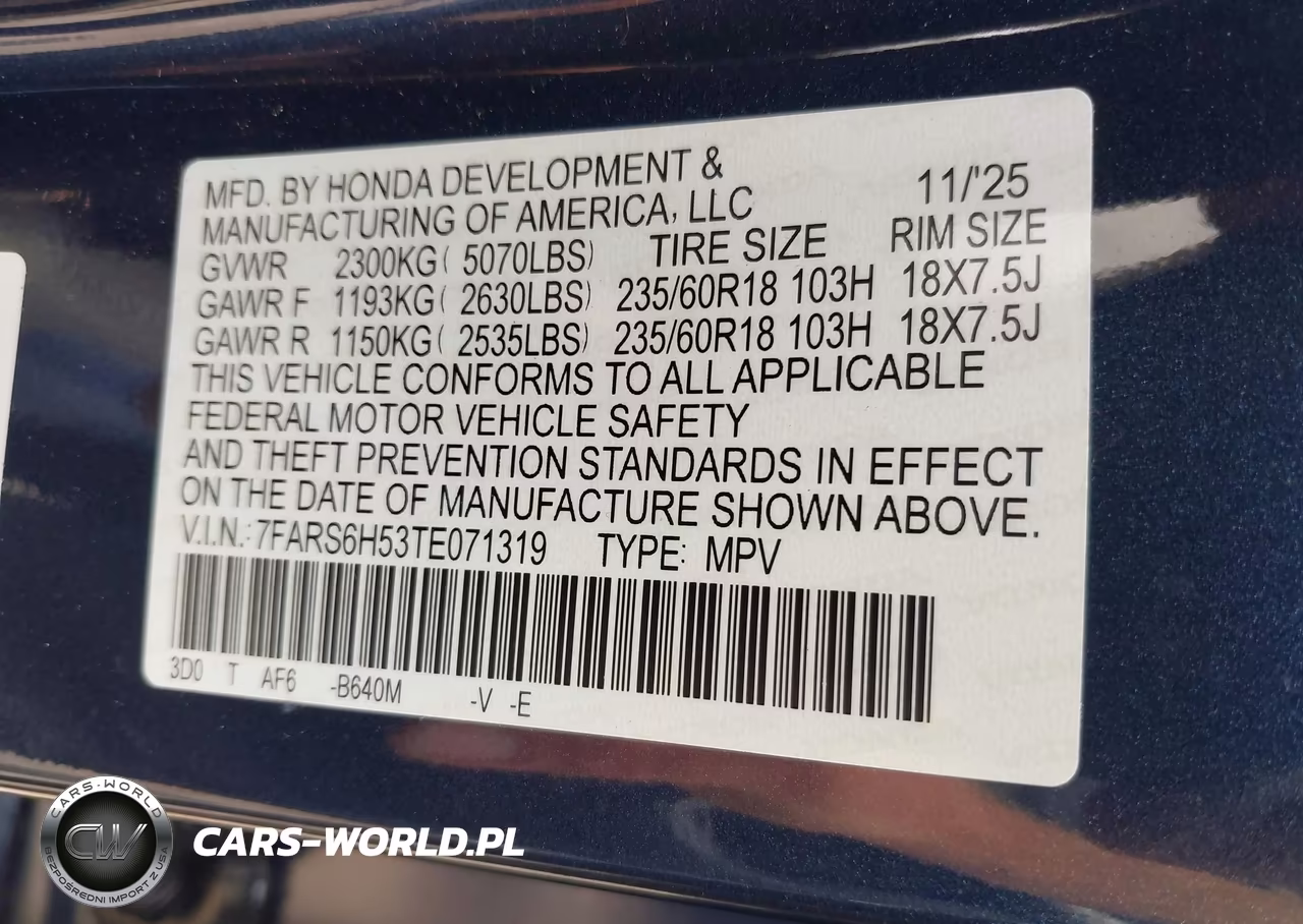 2026 Honda Cr-V Hybrid Awd Sport VIN:7FARS6H53TE071319 - 9