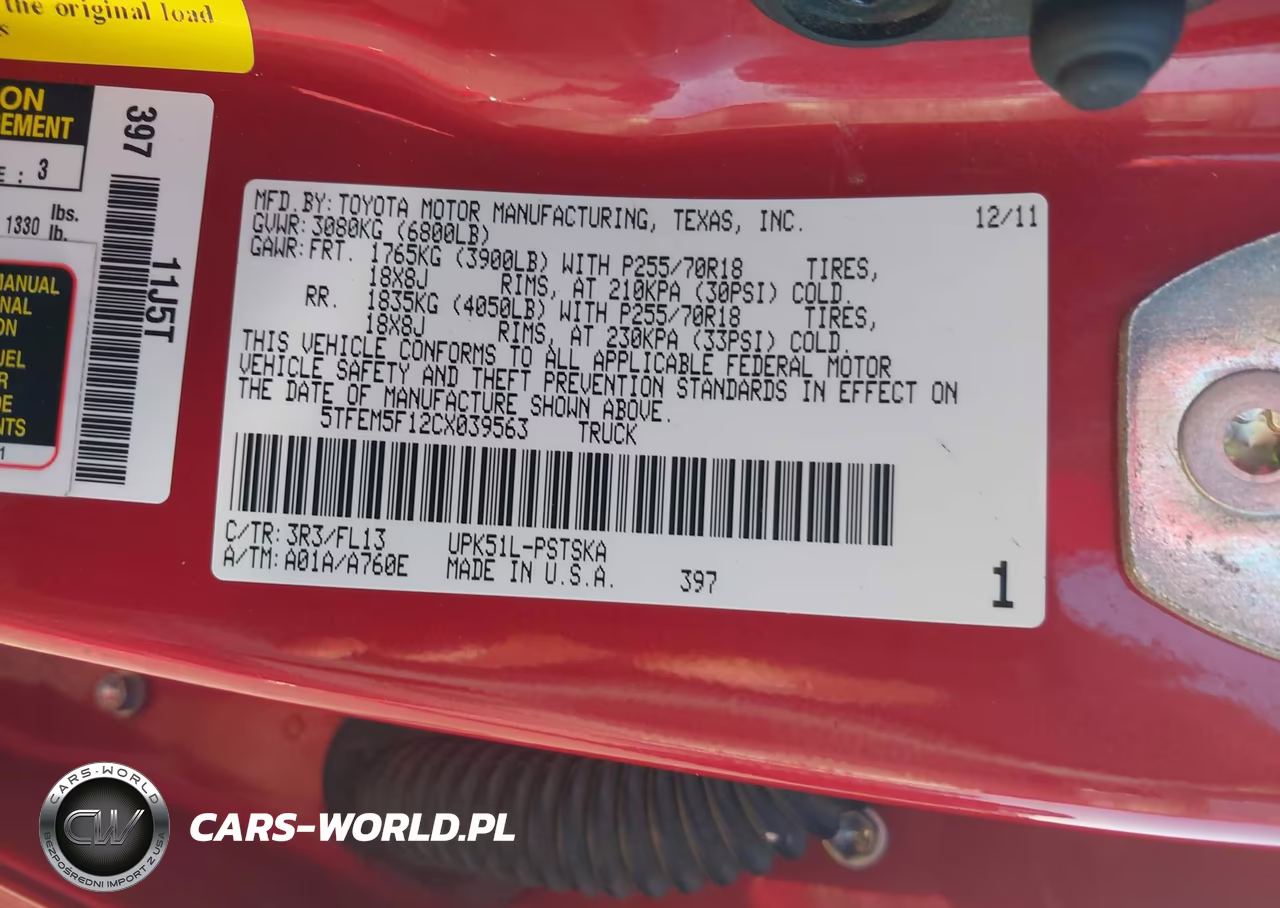 2012 Toyota Tundra Grade 4.6L V8 VIN:5TFEM5F12CX039563 - 9