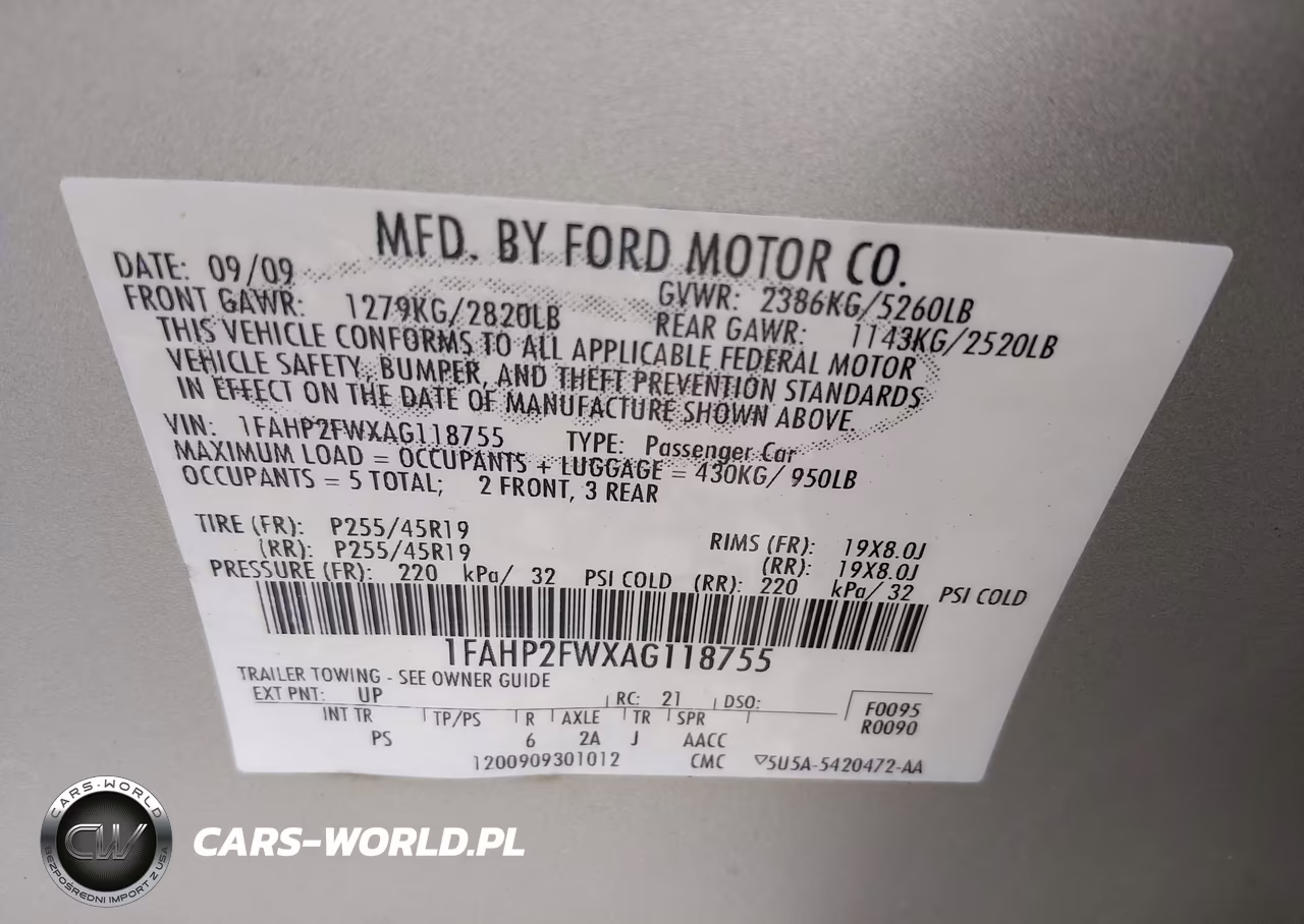2010 Ford Taurus Limited VIN:1FAHP2FWXAG118755 - 9