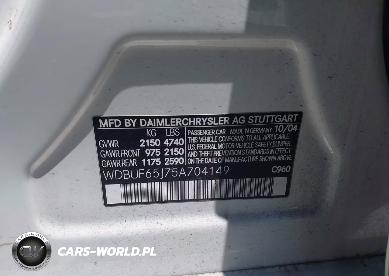 2005 Mercedes-Benz E 320 VIN:WDBUF65J75A704149 - 9