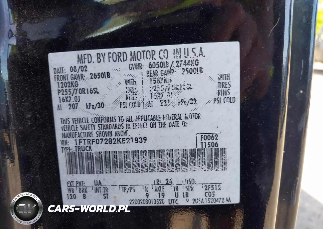 2002 Ford F-150 Xl-Xlt VIN:1FTRF07282KE21839 - 9