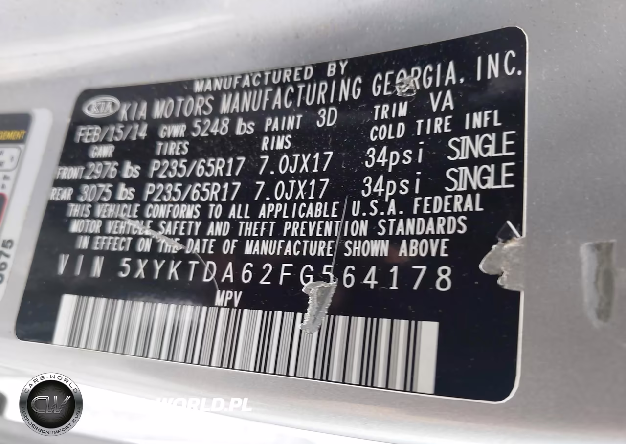 2015 Kia Sorento Lx VIN:5XYKTDA62FG564178 - 9